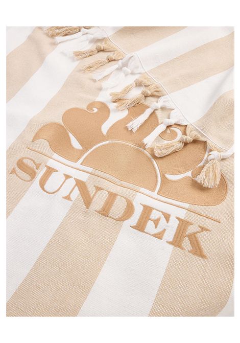 Sundek Fouta Jacquard Striped Beach Towel Durian White Beige Unisex SUNDEK | Towels | AM321ATC1000-A7201