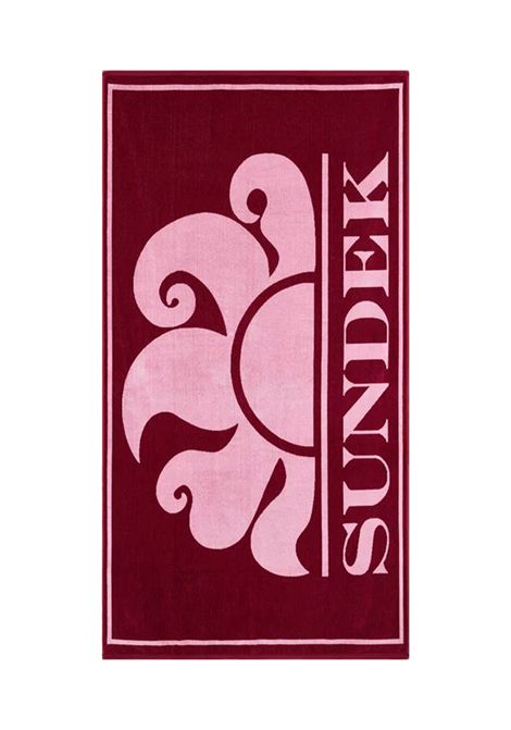 Sundek Jacquard Jacquard Maxi Logo Cotton Beach Towel Deep Scarlet Unisex SUNDEK | Towels | AM371ATC1000-A9001