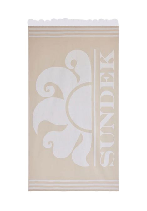Sundek Fouta Jacquard Logo Beach Towel Mangrove Beige Unisex SUNDEK | Towels | AM401ATC1000-96600