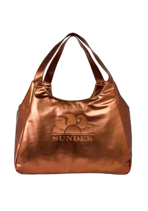 Borsa Sundek Laminata con Logo Marrone Caffè Donna SUNDEK | Borse | AW417ABPU7LA-B0300