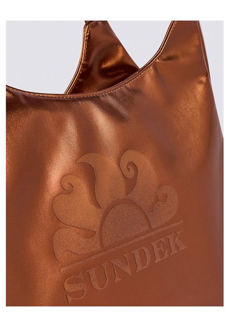 Borsa Sundek Laminata con Logo Marrone Caffè Donna SUNDEK | Borse | AW417ABPU7LA-B0300
