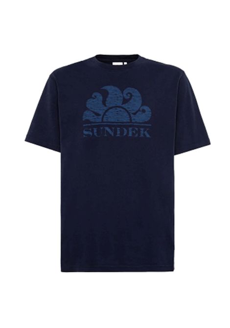 T-shirt Sundek New Simeon Logo Blu Navy Uomo SUNDEK | T-shirt | M021TEJ78OT-00700
