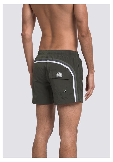 Sundek Crinkled Short Elastic Waist Swim Trunks Pine Green Men SUNDEK | Swimwear | M504BDN5100-55101