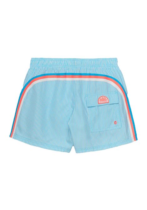 Costume Sundek con Stampa a Righe Juicy Stripes e Ricamo Frutta Azzurro Uomo SUNDEK | Costumi | M504BDRT3JI-A61JI