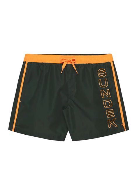 Sundek Iconic Taffeta Swimshort with contrasting Piping Pine Green Orange Men SUNDEK | Swimwear | M732BDTA100-55102