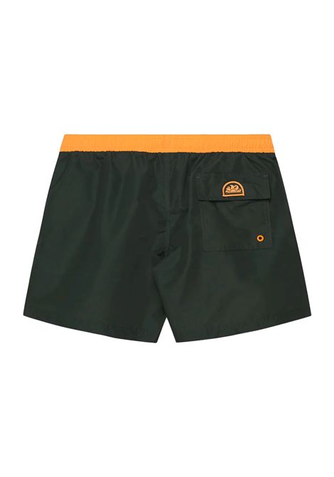 Sundek Iconic Taffeta Swimshort with contrasting Piping Pine Green Orange Men SUNDEK | Swimwear | M732BDTA100-55102