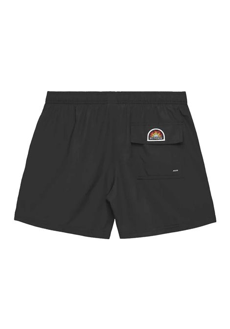 Sundek Short Swimshort with Elastic Waist in Repreve® Recycled Polyester Black Men SUNDEK | Swimwear | M734BDRT300-00400
