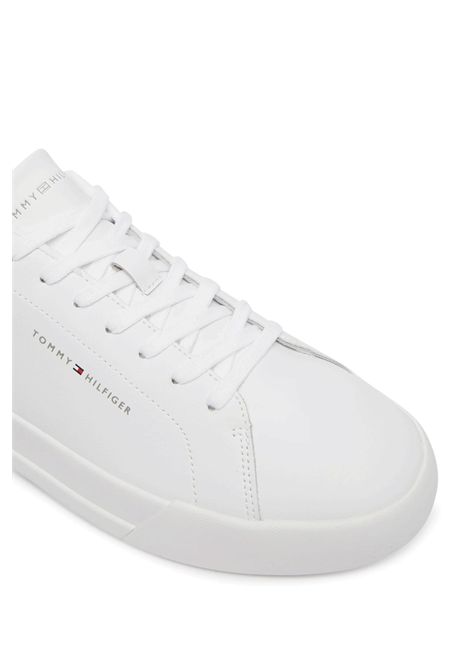 Scarpe Tommy Hilfiger Court Leather Detail Ess Bianco Grigio Uomo TOMMY HILFIGER | Sneakers | FM0FM05367-02U