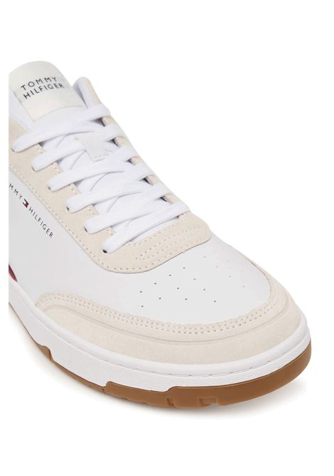 Scarpe Tommy Hilfiger Basket Core Leather Suede Mix Bianco Ecru Uomo TOMMY HILFIGER | Sneakers | FM0FM05881-0GZ
