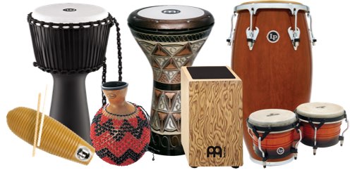 Various world percussion instruments.