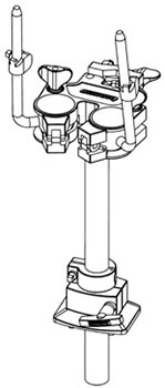 Elite Double bass drum tom mount illustration.