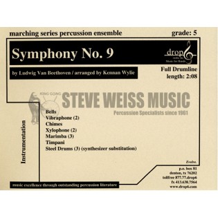 Beethoven - Symphony No. 9 arr. Wylie (SP)-B/2V/C/2X/3M/4T/steel drs.