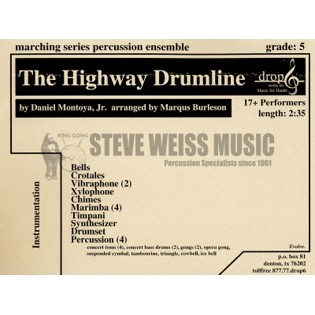 Montoya-The Highway Drumline arr. Burleson (SP)-B/2V/C/ Cro./X/4M/4T/DS/P/Synth.