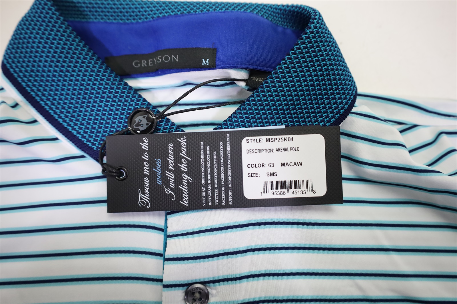 Greyson Golf Arenal Polo Mens Size Medium Macaw Regular New
