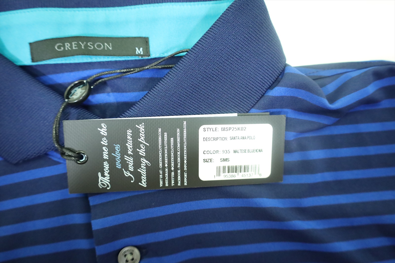 Greyson Santa Ana Polo Men Size Medium Maltese Blue/Iona Regular