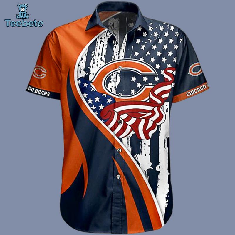 Americ Flag Orange Chicago Bears Hawaiian Outfit Male