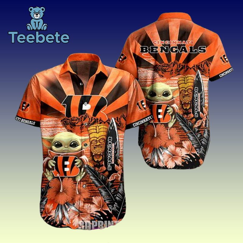 Babay Yoda Tiki Surf Board Cincinnati Bengals Formal Aloha Wear