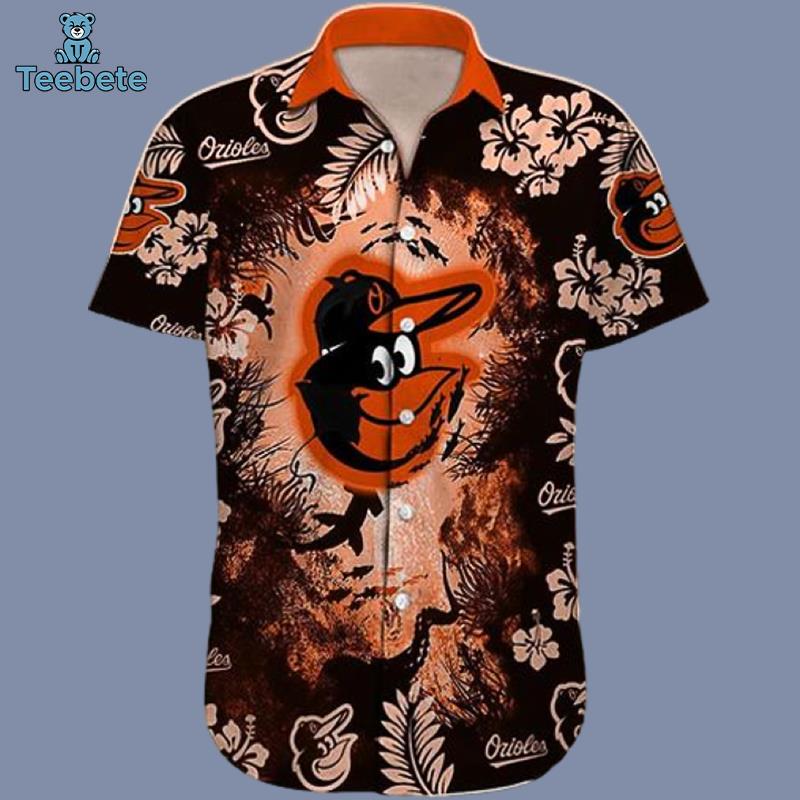 Black Baltimore Orioles Aloha Shirts Mens