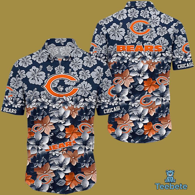 Blue Summer Hibiscus Floral Chicago Bears Hardaddy Hawaiian Shirts Blue Summer Hibiscus Floral Chicago Bears Hardaddy Hawaiian Shirts