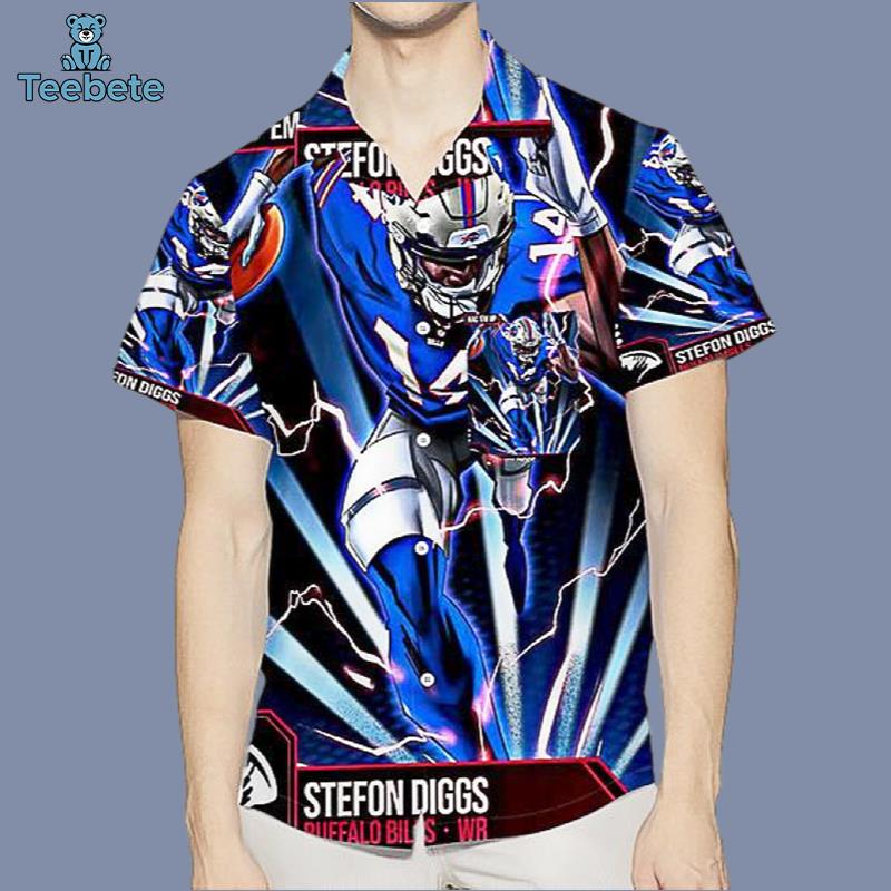 Buffalo Bills Stefon Diggs Blue Hawaiian Camp Shirt