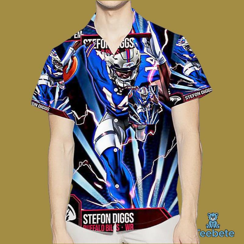 Buffalo Bills Stefon Diggs Blue Hawaiian Camp Shirt Buffalo Bills Stefon Diggs Blue Hawaiian Camp Shirt
