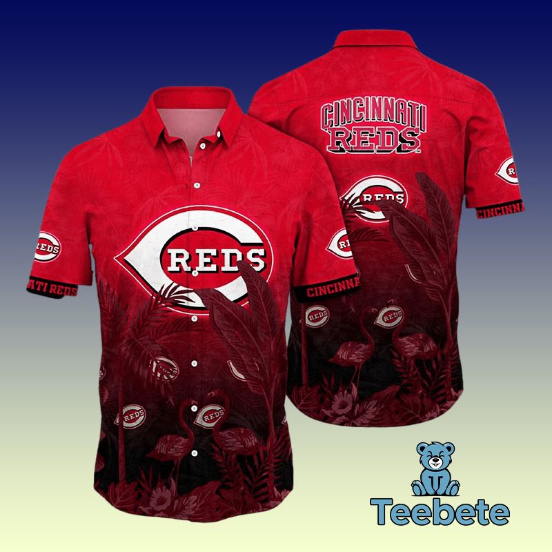 Cincinnati Reds Red Mens Tropical Button Up Shirt