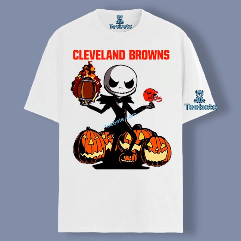 Cleveland Browns Jack Skellington Halloween Pumpkin Shirt For Kids