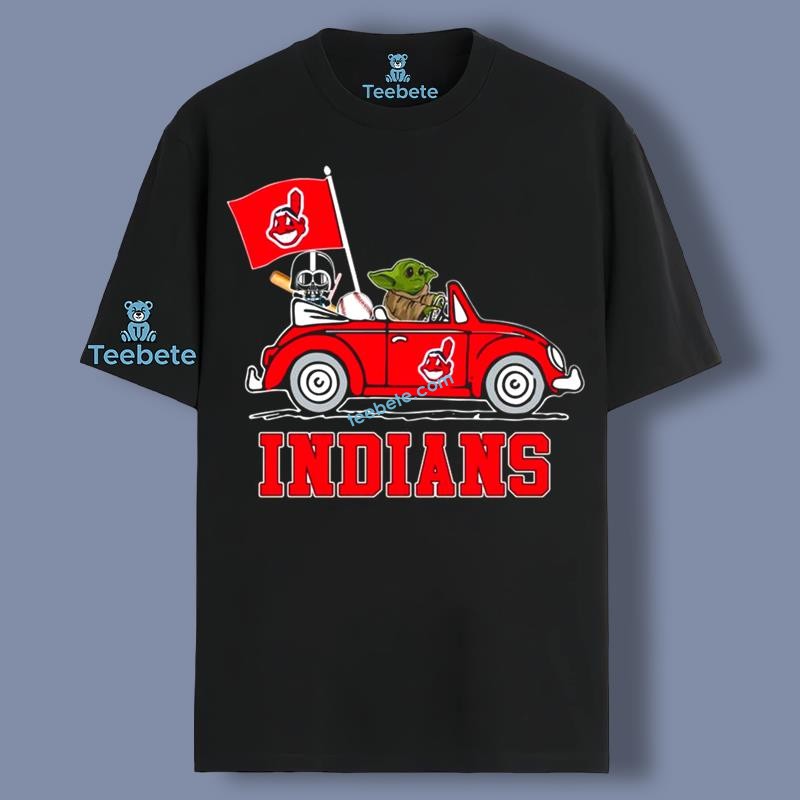 Cleveland Indians Darth Vader Baby Yoda Driving Star Wars Shirt Trendy For Girls