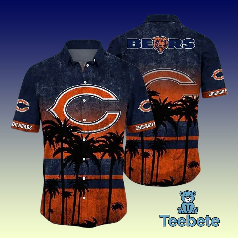 Coconut Tree Summer Blue Chicago Bears Hawaiian Beach Shirts