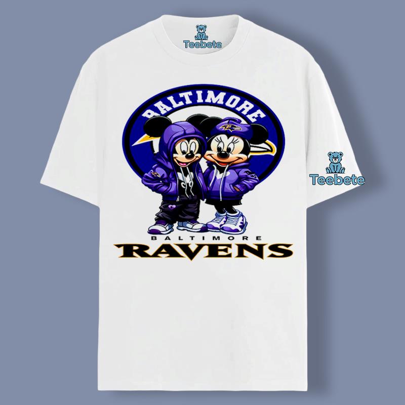 Disney Mickey And Minnie Mouse Baltimore Ravens Shirt