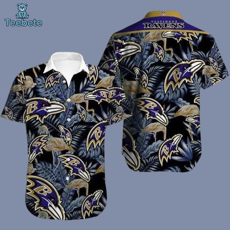 Floral Baltimore Ravens Logo Long Sleeve Aloha Shirt