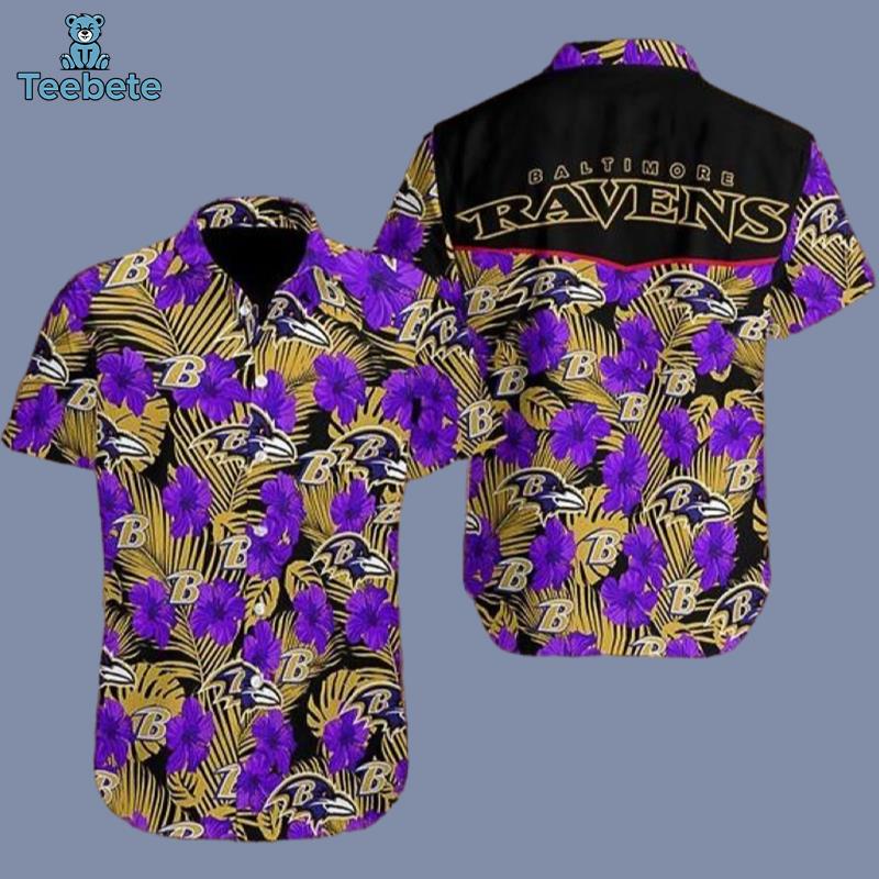 Floral Purple Baltimore Ravens Mens Funny Hawaiian Shirts