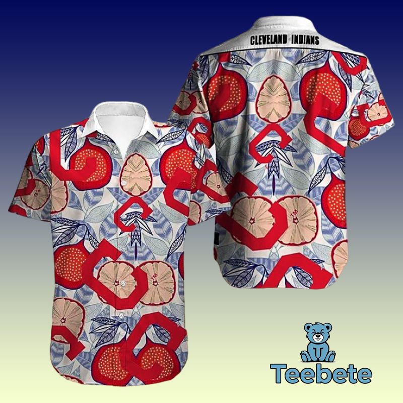 Flower Summer Cleveland Indians White 80S Hawaiian Shirt