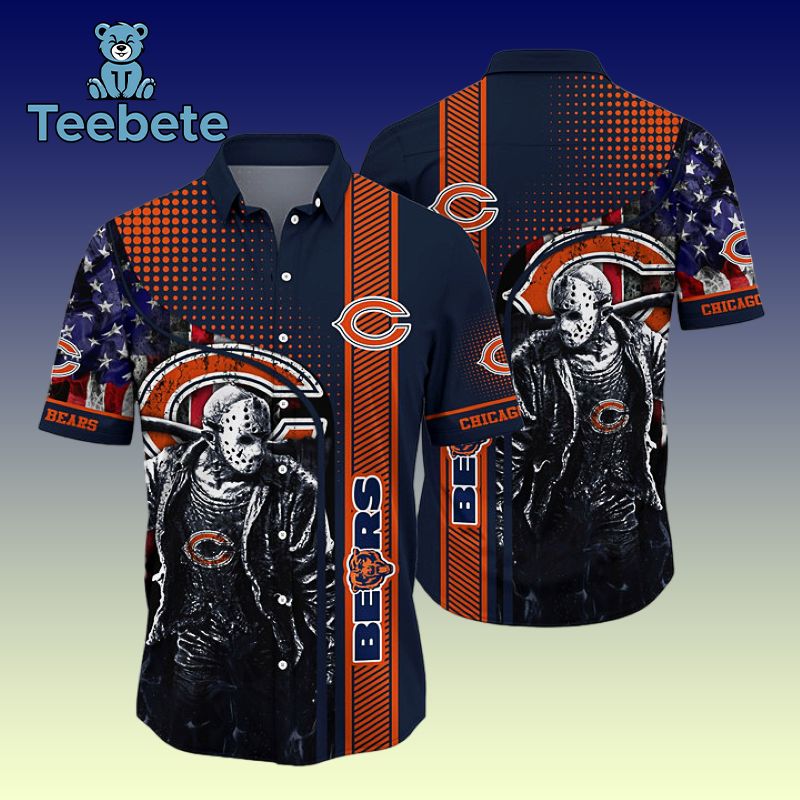 Halloween Jason Voorhees Blue Chicago Bears High End Hawaiian Shirts