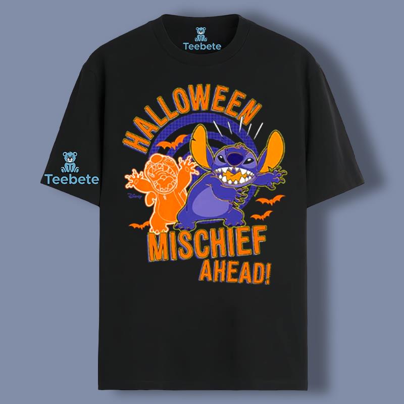 Halloween Mischief Ahead Stitch Character Shirt Design