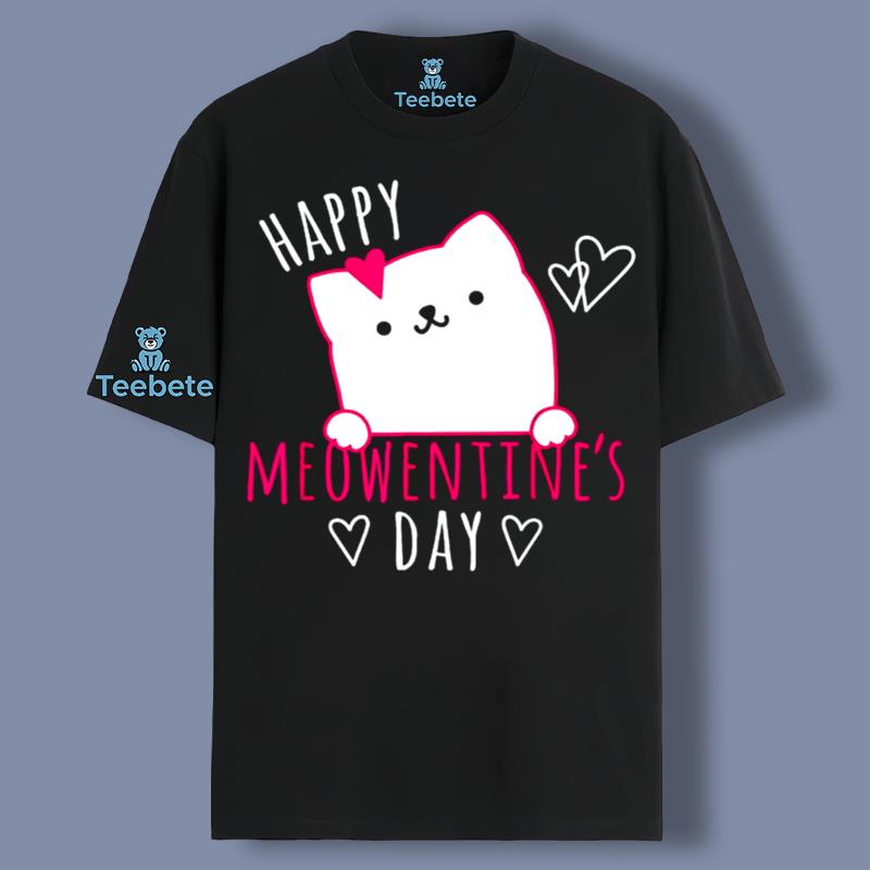 Happy Meowentines Day Cute White Cat Shirt For Couple