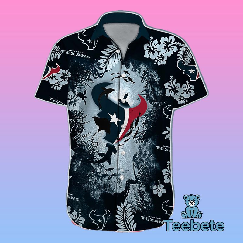 Hibiscus Floral Houston Texans Slim Fit Hawaiian Shirt