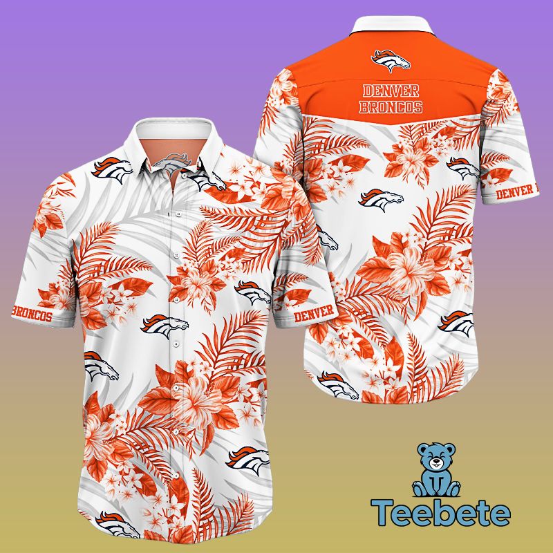 Hibiscus Flower Tropical Denver Broncos Mens Vintage Hawaiian Shirts