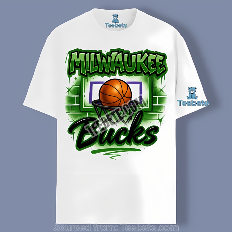 Milwaukee Bucks Graffiti Basketball Hoop Vintage Shirt