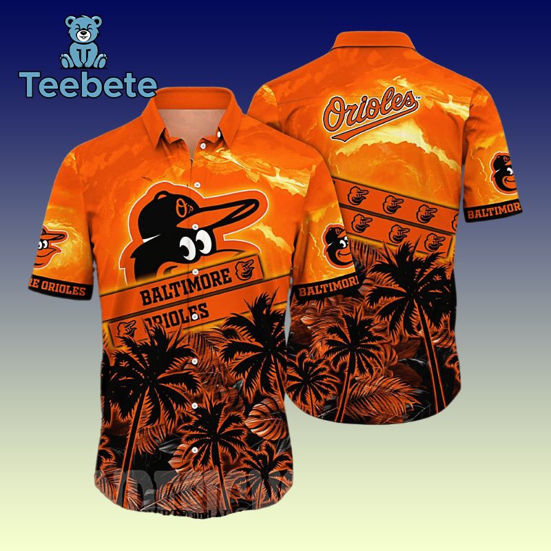 Orange Baltimore Orioles Mlb Camouflage Hawaiian Shirt