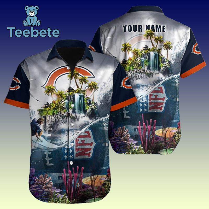 Personalized Summer Beach Blue Chicago Bears Hawaiian Shirt Day