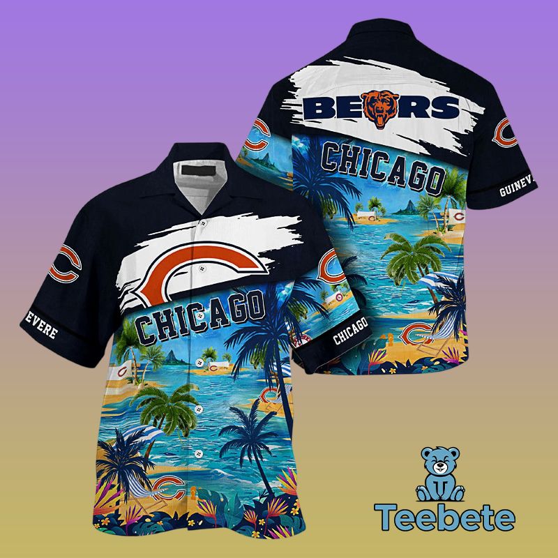 Personalized Summer Blue Chicago Bears Oversized Hawaiian Shirt