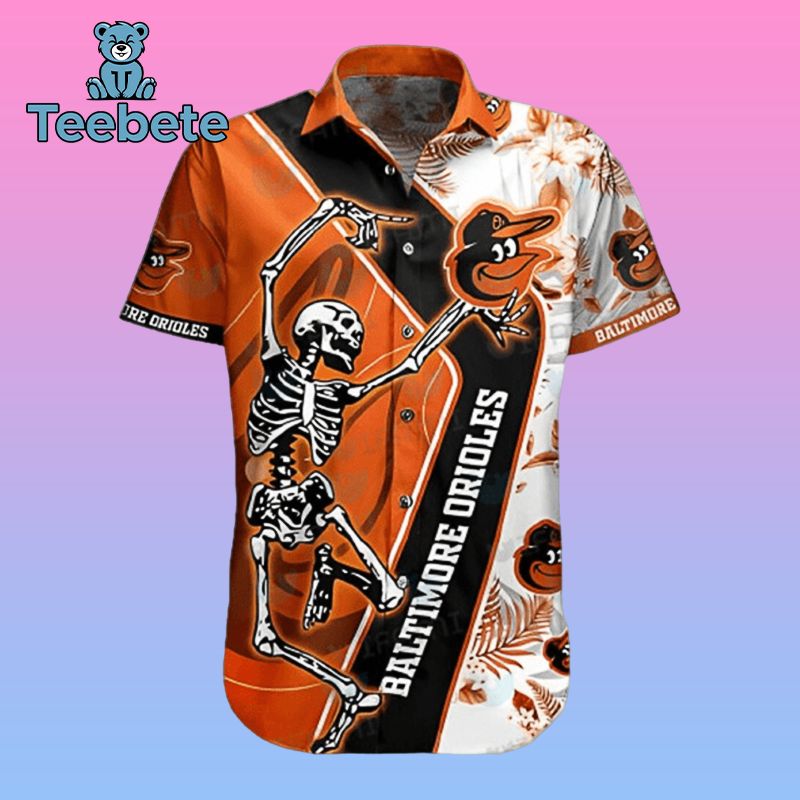 Skeleton Dancing Baltimore Orioles Tropical Print Shirts