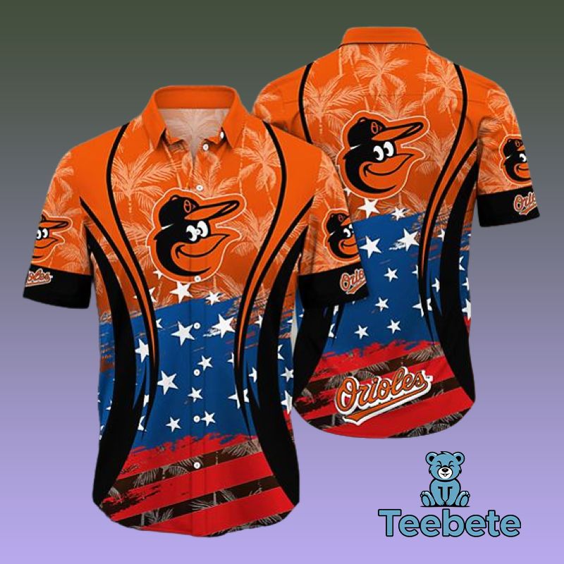 Summer America Flag Orange Baltimore Orioles Soft Hawaiian Shirts