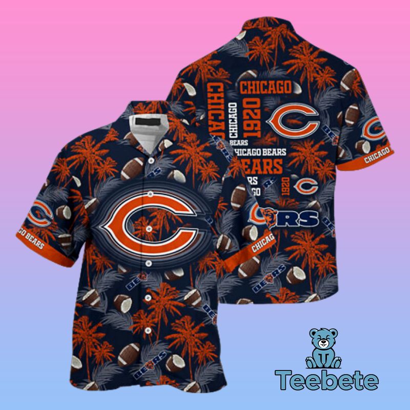 Summer Coconut Tree Blue Chicago Bears Logo Hawaii Shirts Mens Fashion