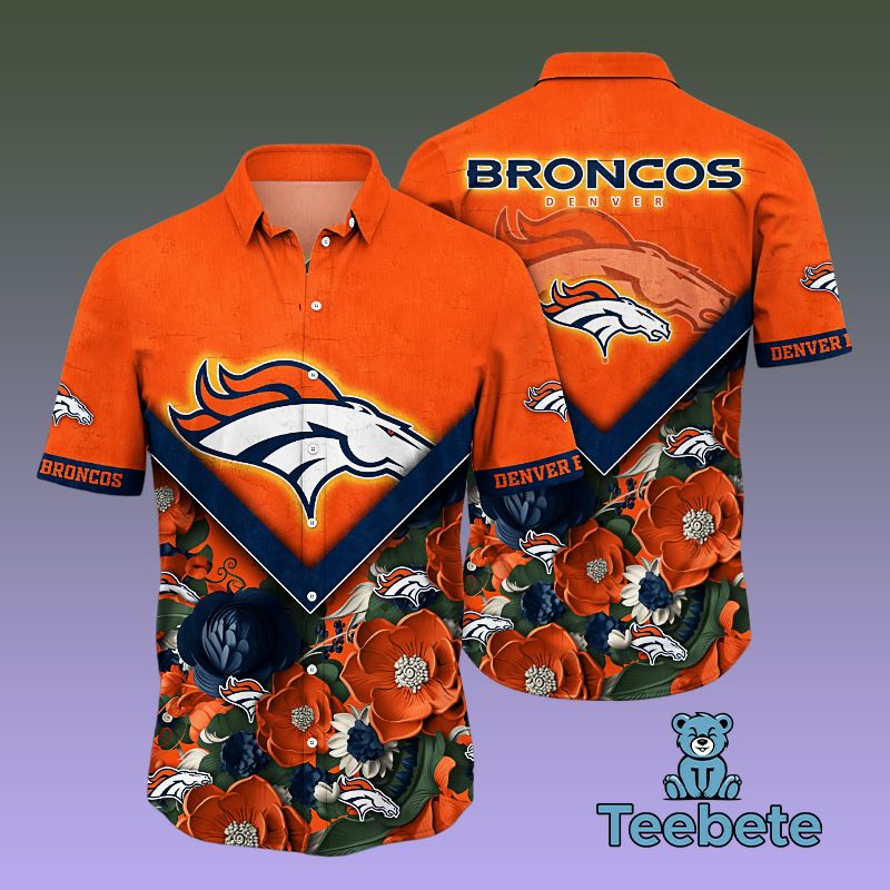 Summer Flowers Orange Denver Broncos Colorful Hawaiian Shirts