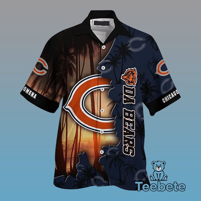 Summer Pattern Tropical Blue Chicago Bears Hawaiian Shirt Suit