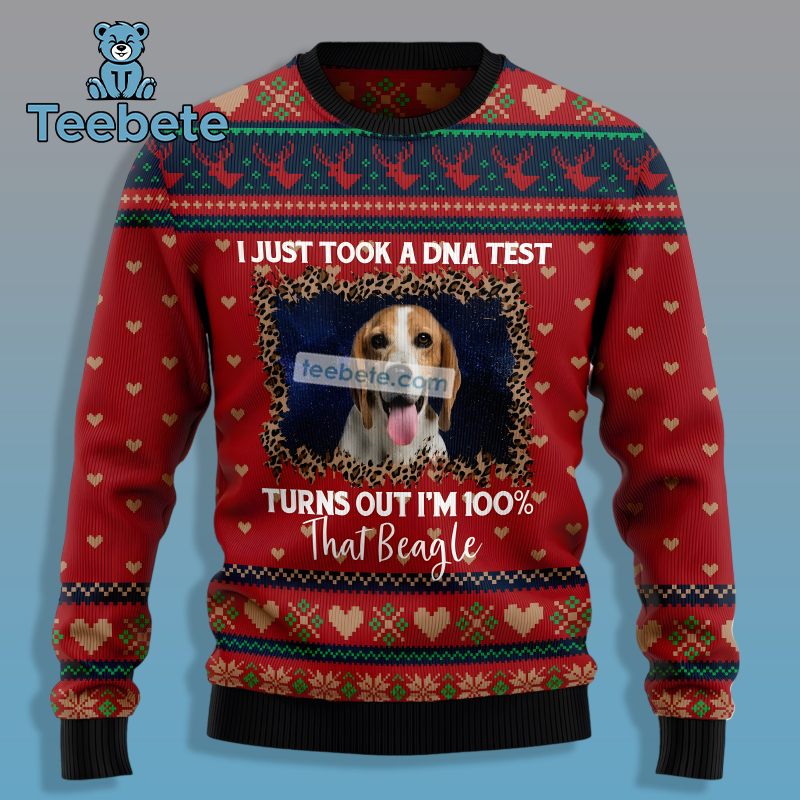 A Dna Test Turns Out Im That Beagle Dog Ugly Christmas Sweater Red Big And Tall