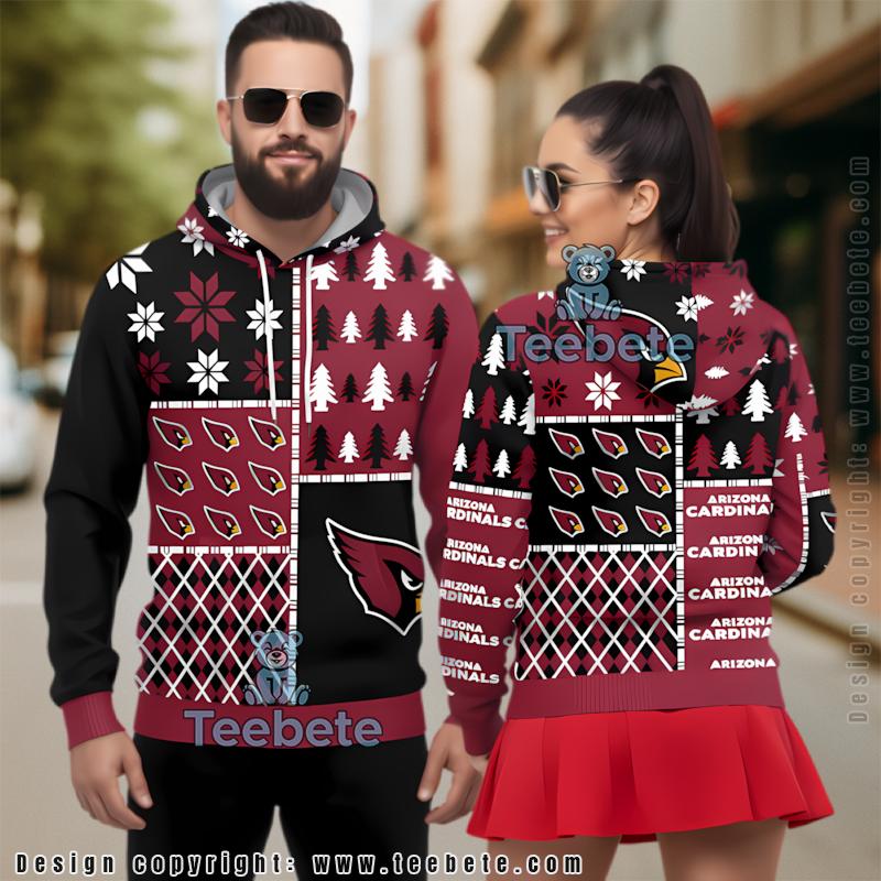 Arizona Cardinals Pattern Block Ugly 3D Print Hoodie