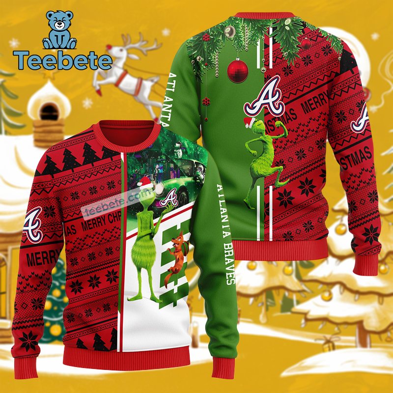 Atlanta Braves Grinch Christmas Ugly Sweater Red Blue Sweatshirt Unisex Atlanta Braves Grinch Christmas Ugly Sweater Red Blue Sweatshirt Unisex